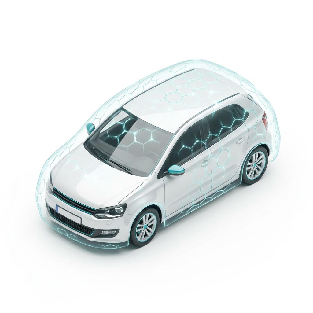 新車の保護シェル (SiO2 結晶イメージ)